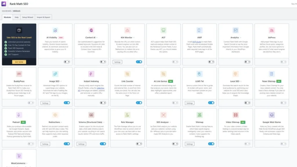 Rank Math Dashboard